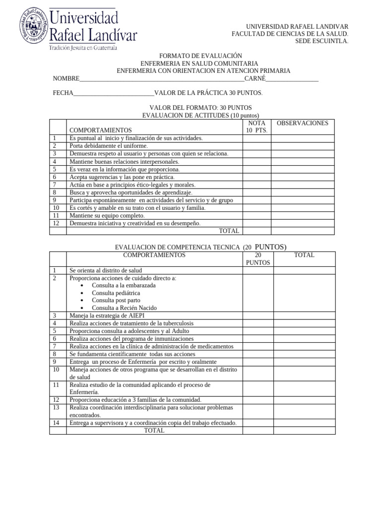 Formato de Practica Enfermeria en Salud Comunitaria | PDF
