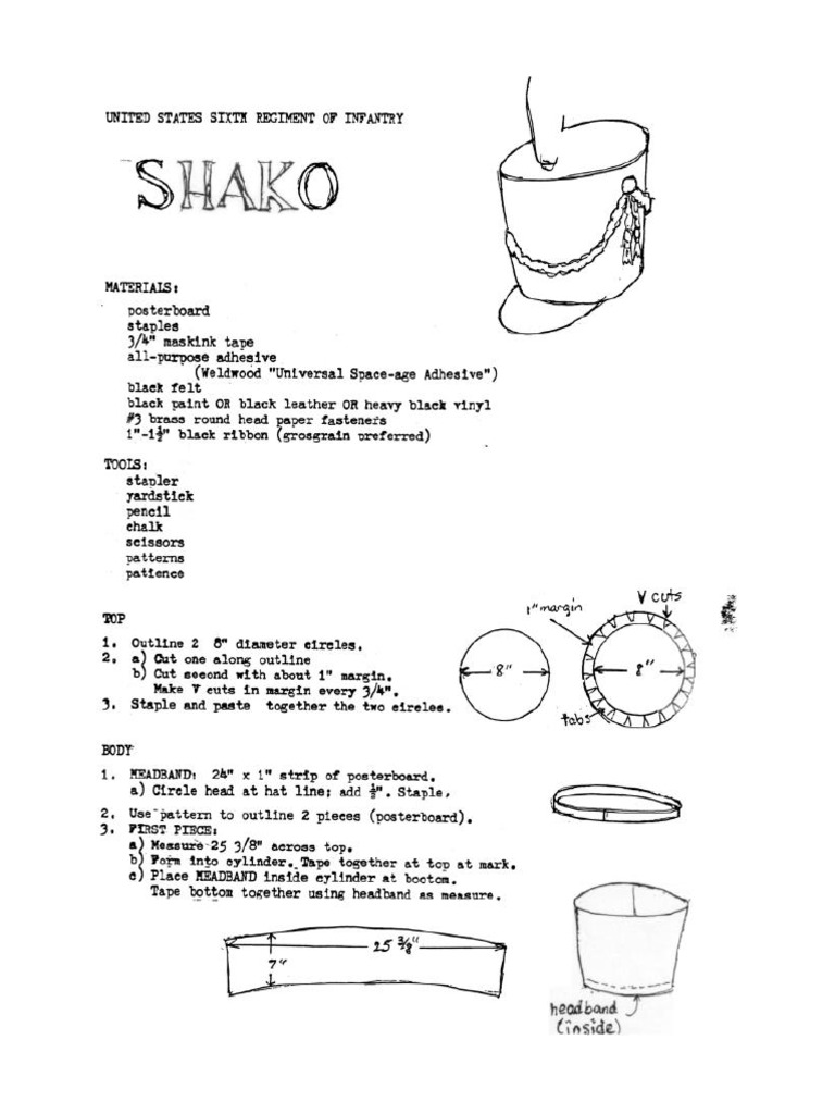 Us 6th Shako Instructions | PDF