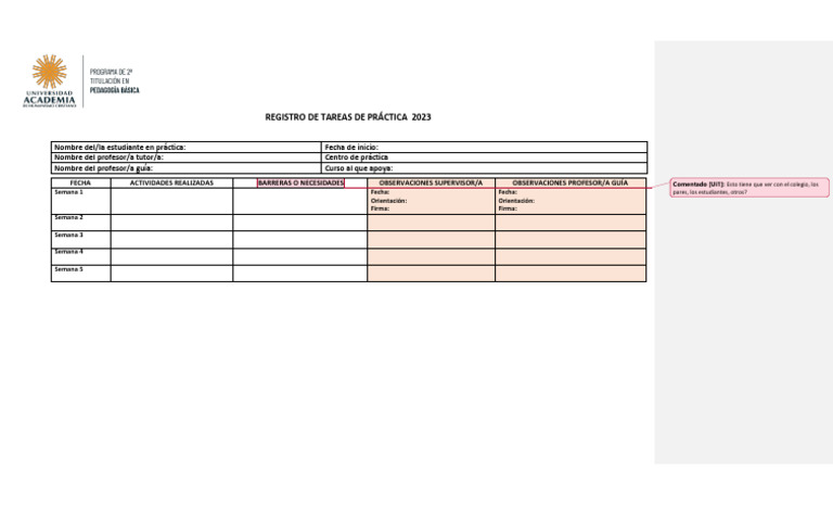 Registro de Tareas-Probas 2023 | PDF