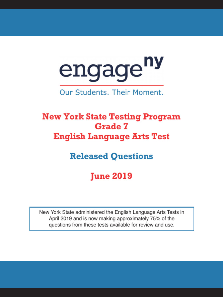 2019 Grade 7 English Language Arts Released Questions Pdf