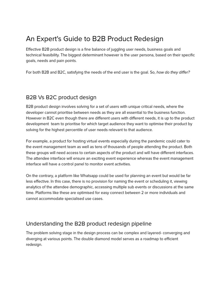An Expert's Guide To B2B Product Redesign | PDF