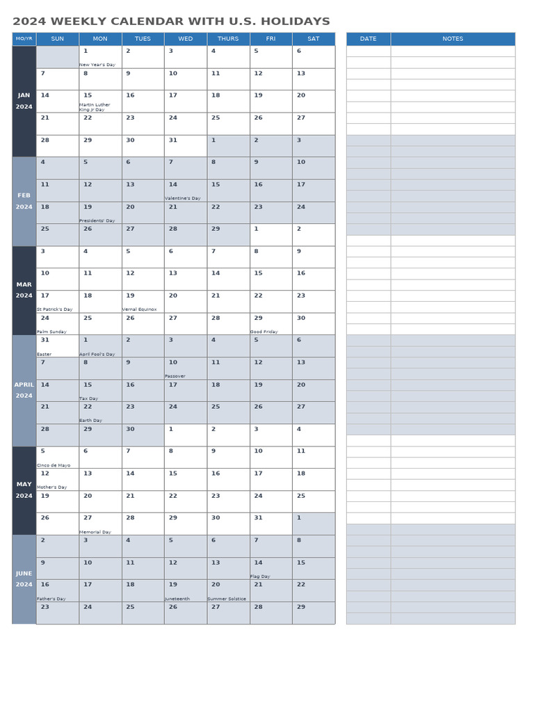 IC2024WeeklyCalendarwithUSHolidays PDF