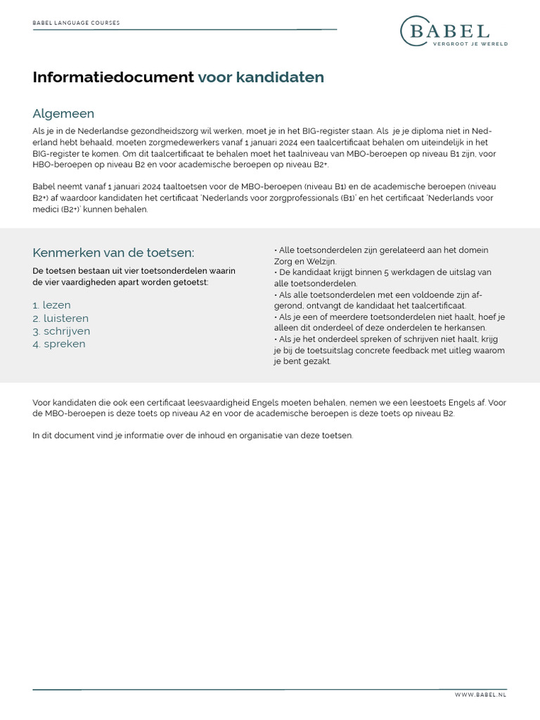 Informatiedocument Voor Kandidaten 2024 - b2 | PDF