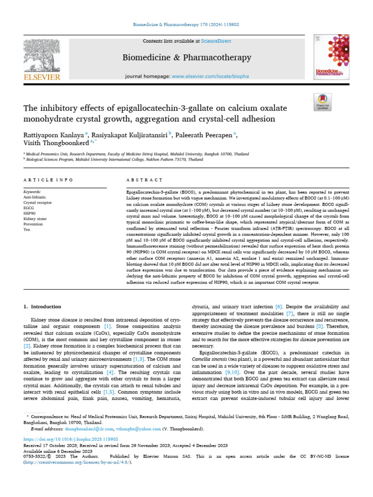 The Inhibitory Effects of Epigallocatechin 3 Gallate On Ca - 2024 ...