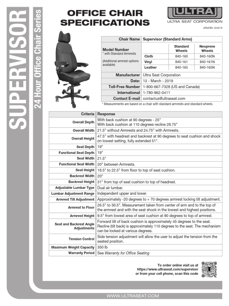 Supervisor Chair Specifications | PDF