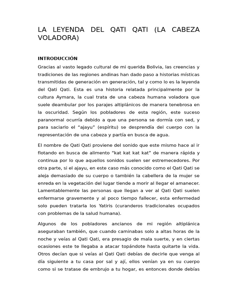 ENSAYO DE LA LEYENDA DEL QATI QATI - 3qyc8pdf | PDF