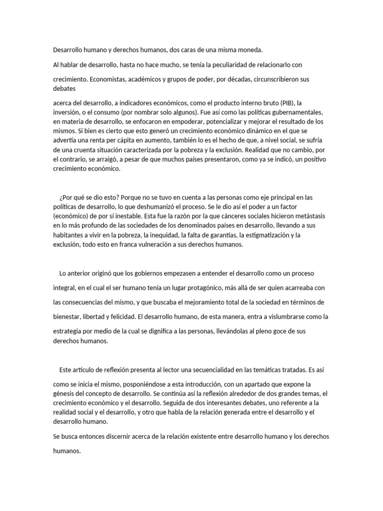 Desarrollo Humano y Derechos Humanos | PDF