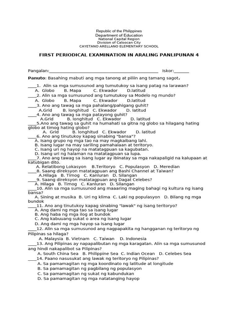 AP 4 Periodical Test Q1 - 2024 | PDF