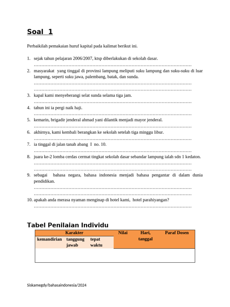 Perlatihan Huruf Kapital Pdf