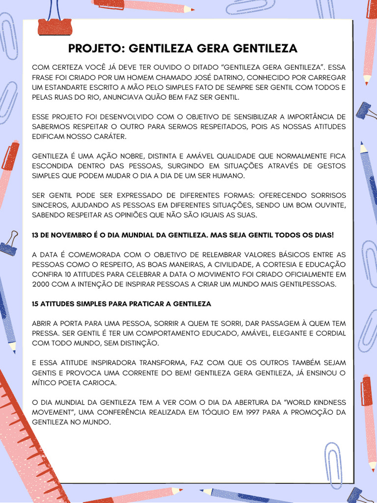 Projeto+Gentileza+Gera+Gentileza Compressed | PDF