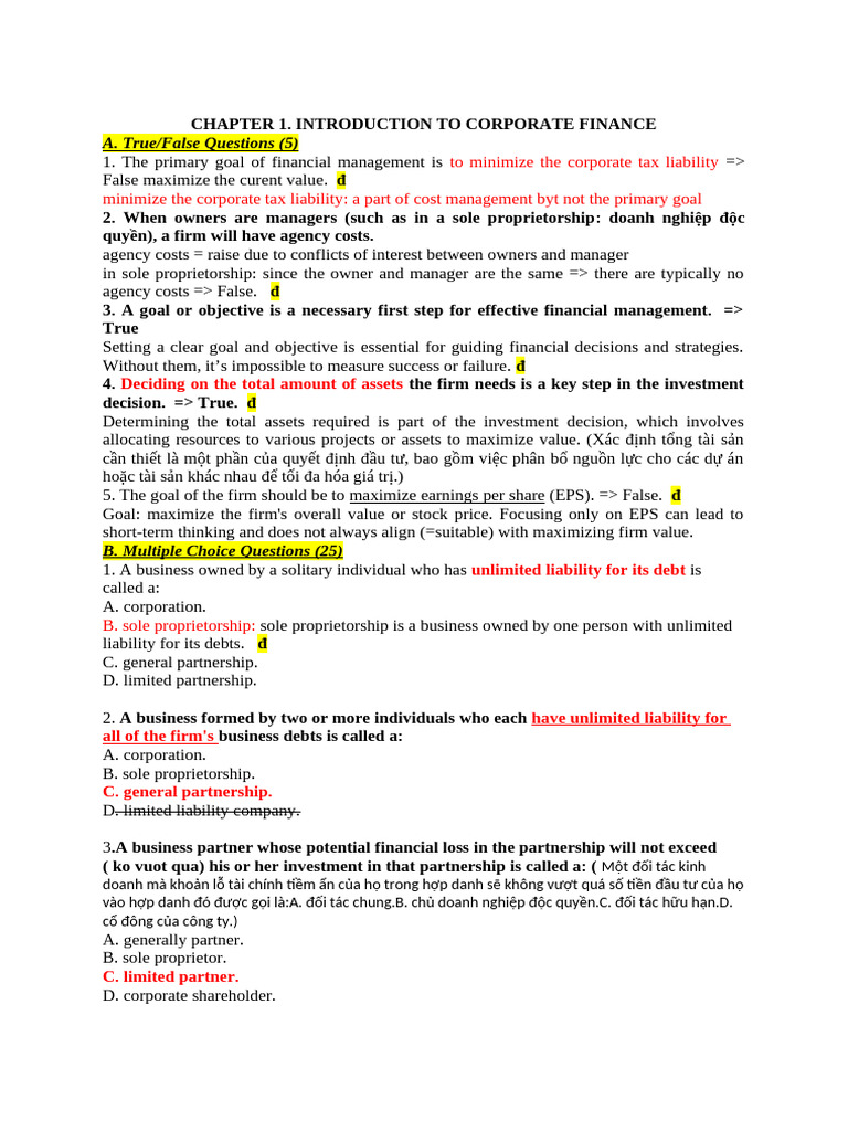 Chapter 1 Introduction To CF - Q&P | PDF