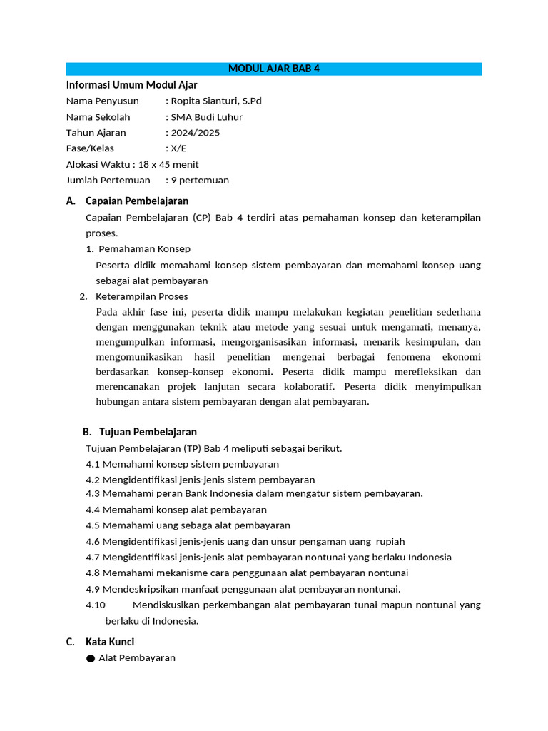 Modul Ajar Bab 4 | PDF