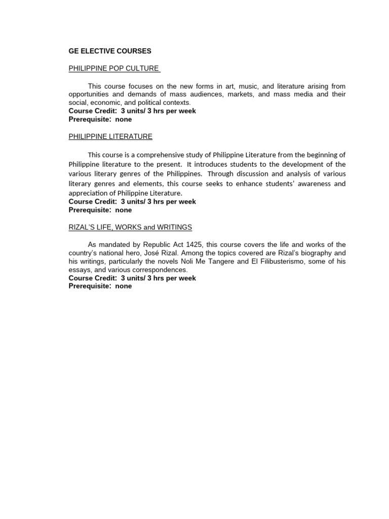Ge Elective - Bsed Scie - Course Description | PDF
