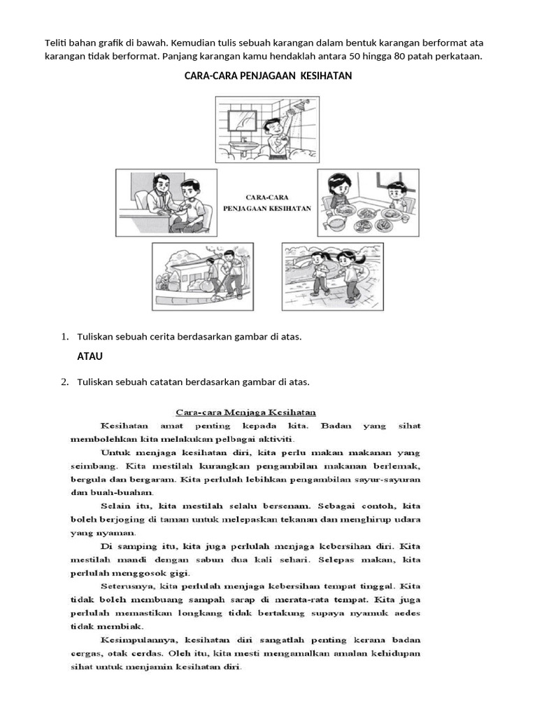 Bahagian d-KARANGAN CARA2 MENJAGA KESIHATAN DIRI | PDF