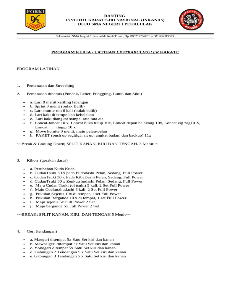 Program Kerja Kerja Masing2 Bidang Eskul | PDF