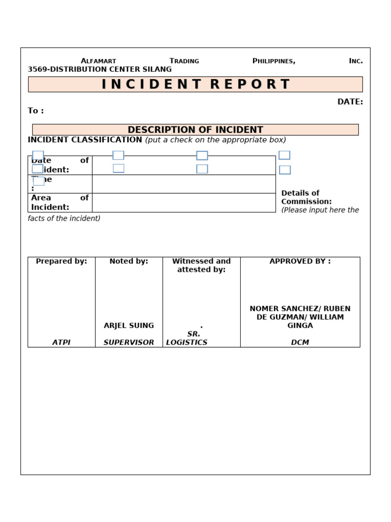 Incident Report Format | PDF
