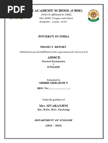 English Project Class 12 Poverty in India