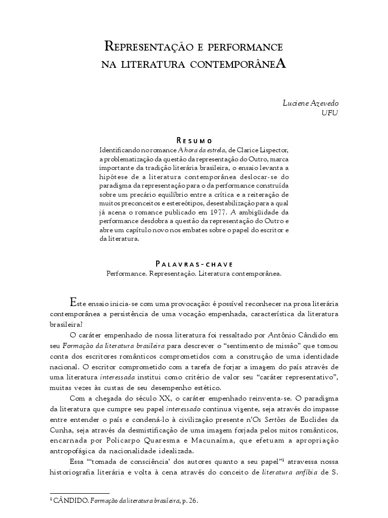 Performance e Representação na Literatura | PDF | Ficção Geral
