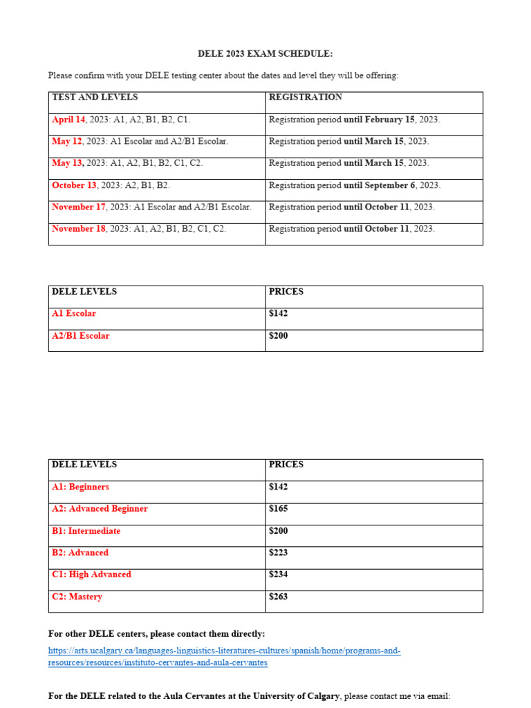 Dele 2023 Schedule Pdf