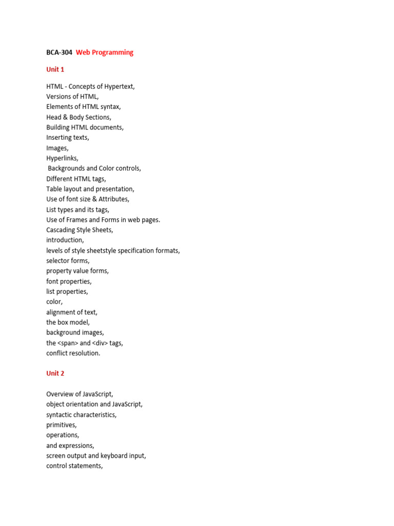BCA-304 Web Programming | PDF | Computers