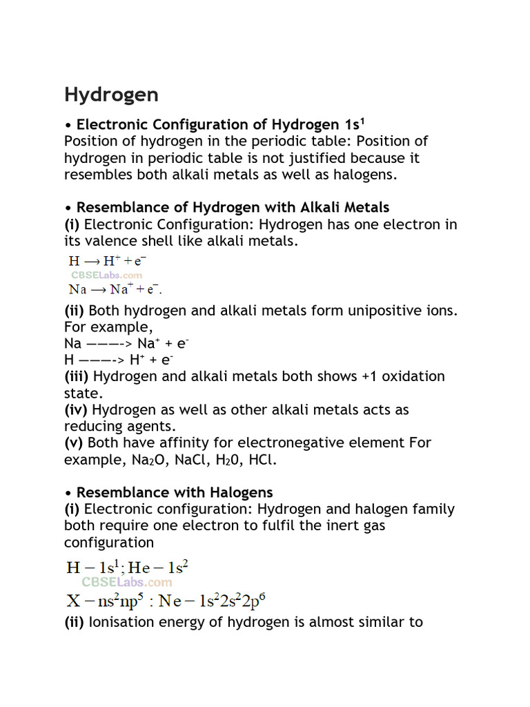 Hydrogen Notes | PDF