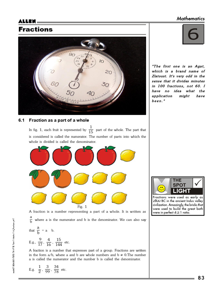 Fractions Class7 | PDF