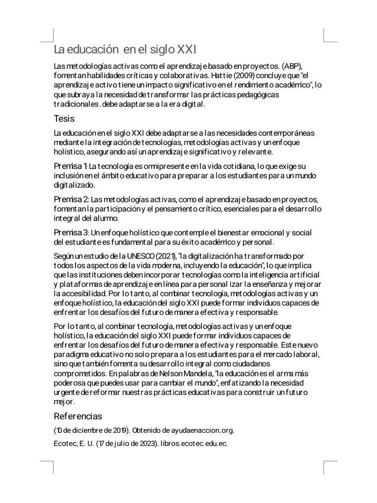 La Educación en El Siglo XXI | PDF | Arte
