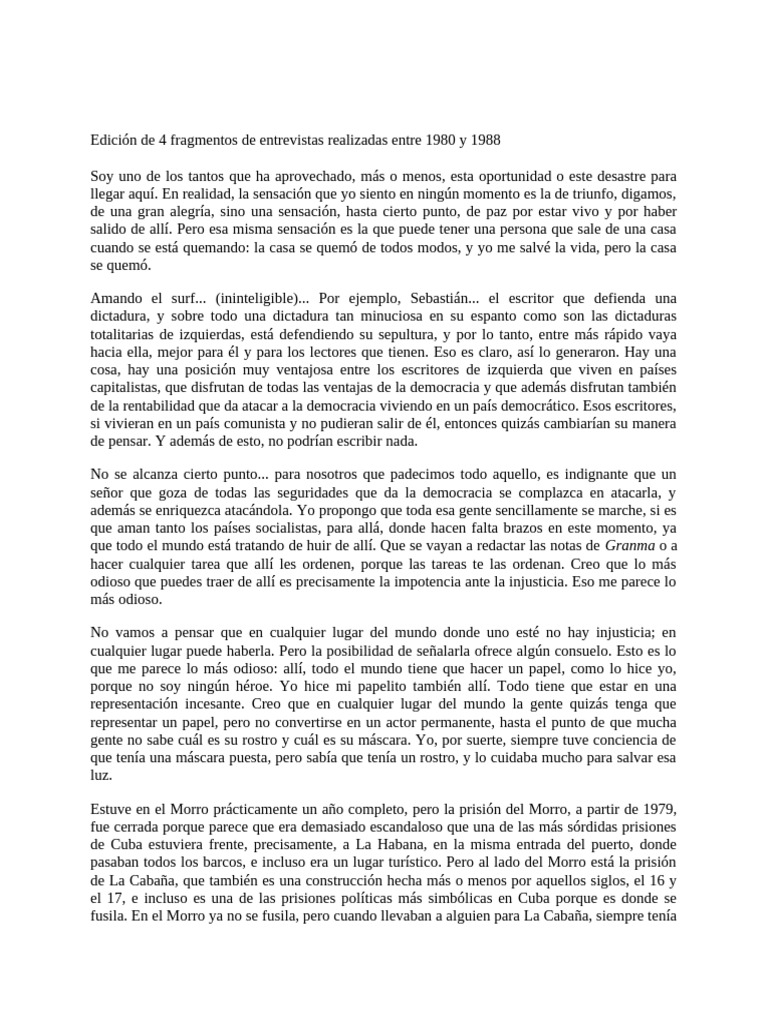 Reinaldo Arenas 4 Entrevistas | PDF