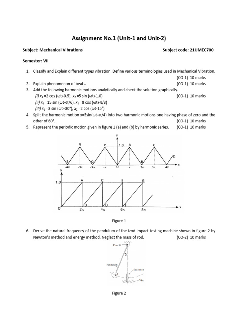 Mechanical Vibration Assignment Questions | PDF