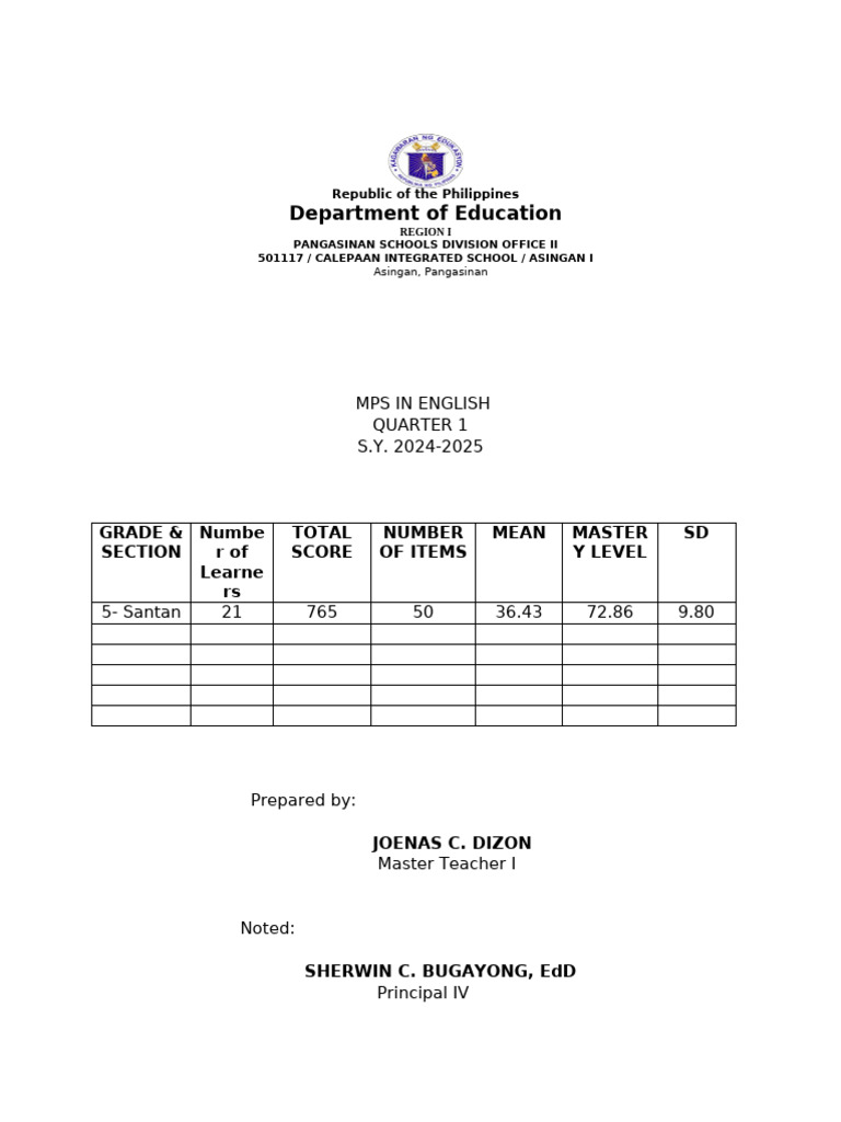 Mps English 5 | PDF