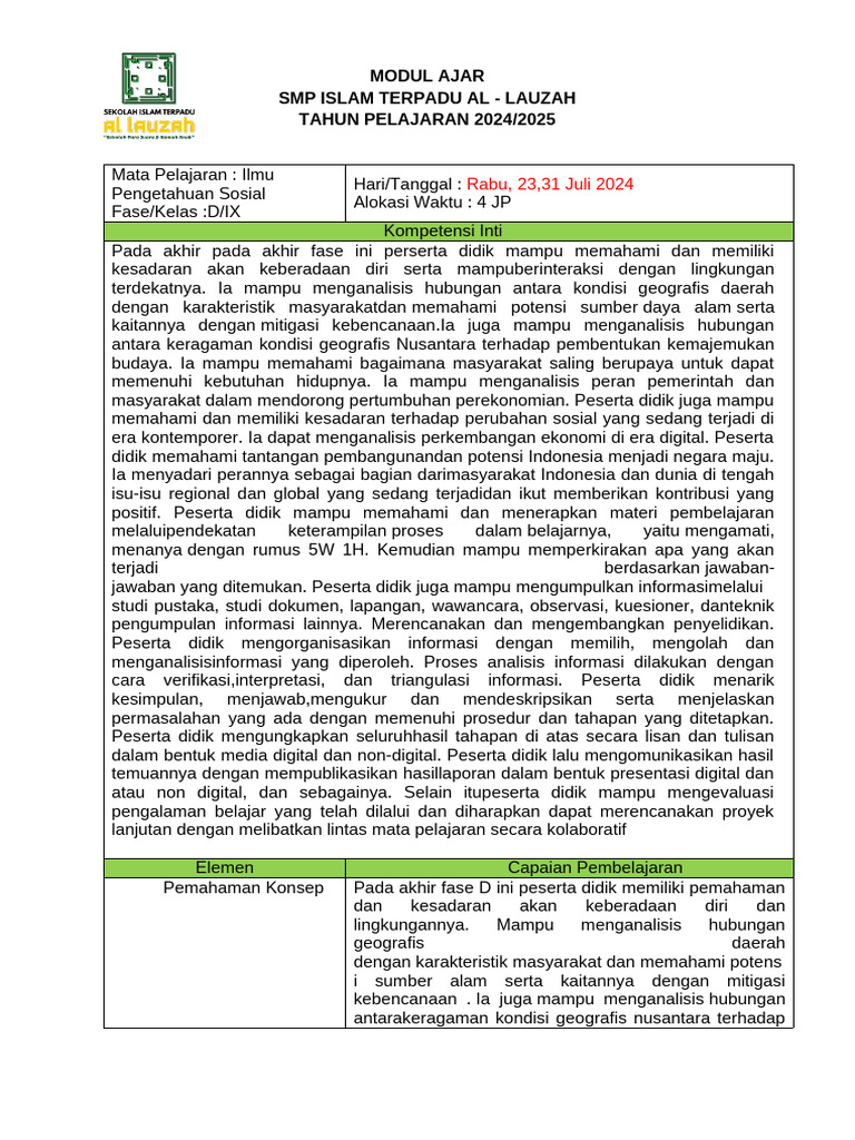 Modul Ajar Kelas 9 Triwulan Ke 3 Pdf