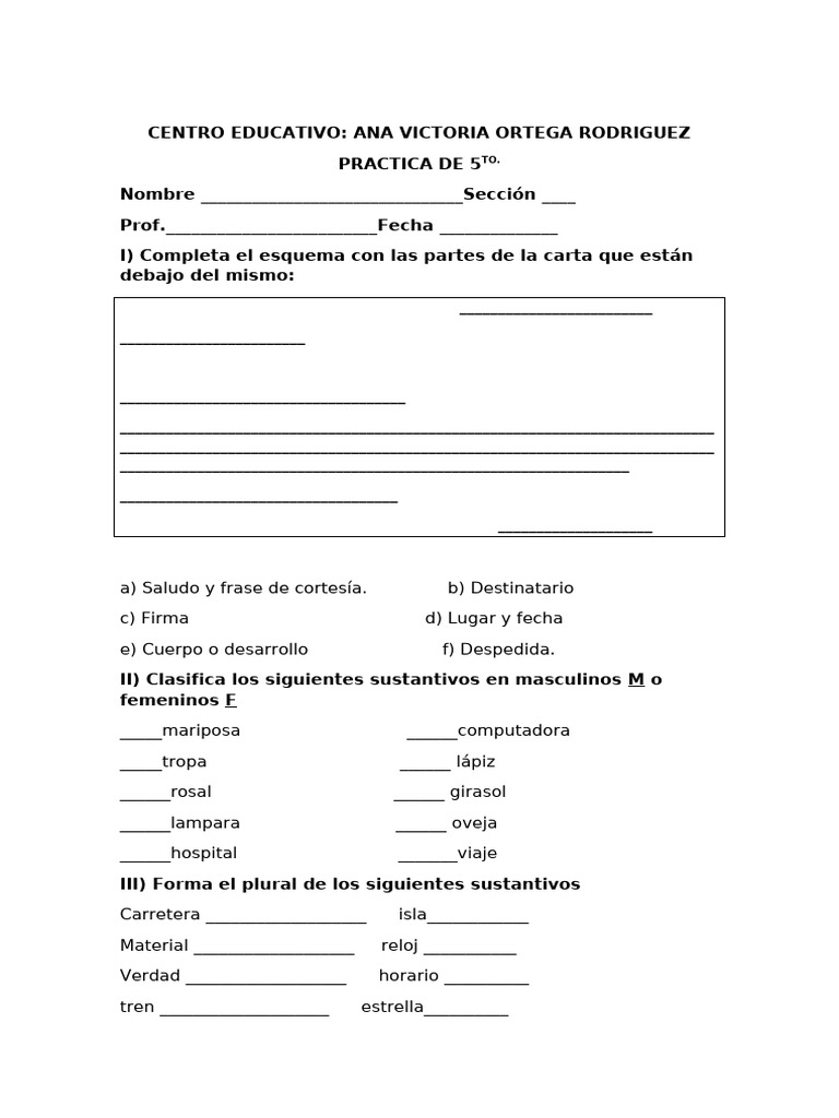 Actividades de Lengua para 5to Grado | PDF