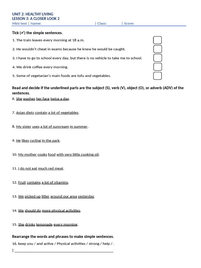 G7 Unit 2 A Closer Look 2 Practice Test | PDF