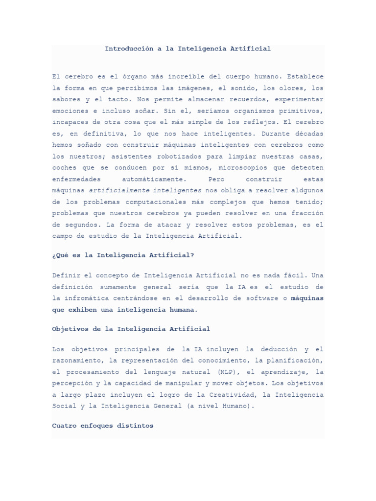 Introducción a la Inteligencia Artificial | PDF