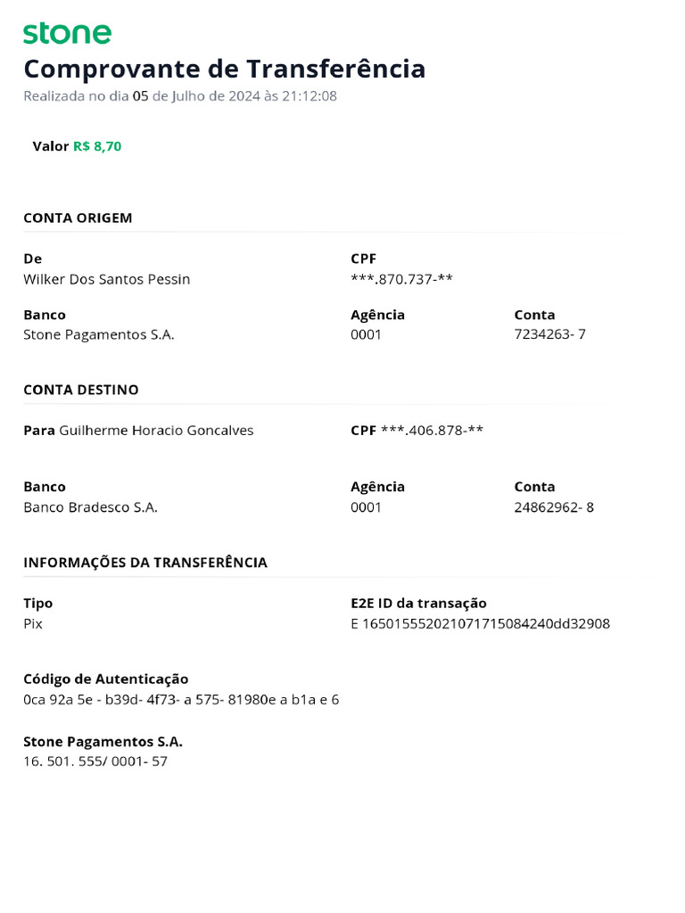 Stone Comprovante Pix | PDF