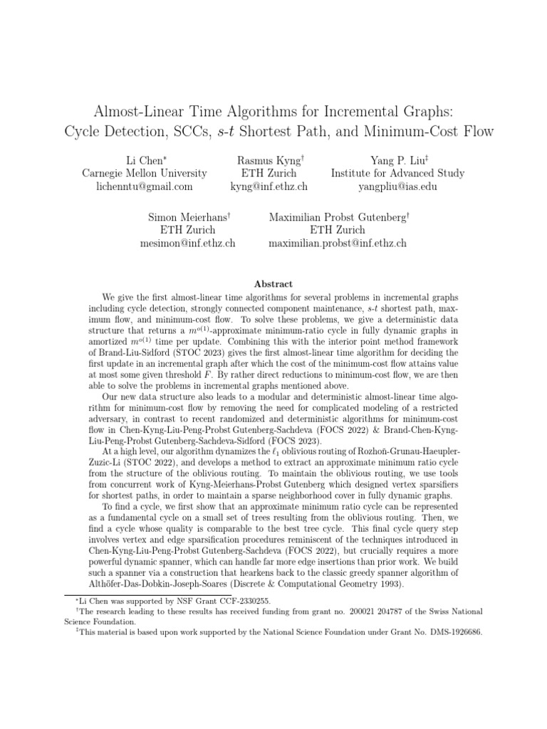 Almost-Linear Time Algorithms For Incremental Graphs: Cycle Detection ...