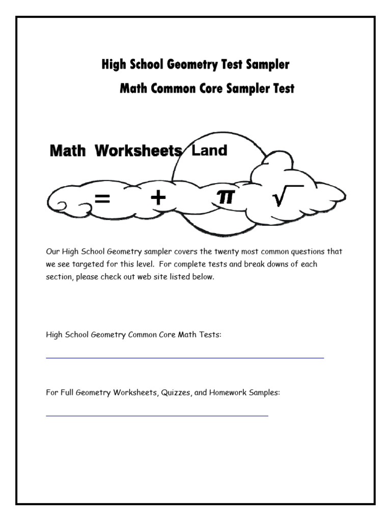 High School Geometry Test Sampler | PDF