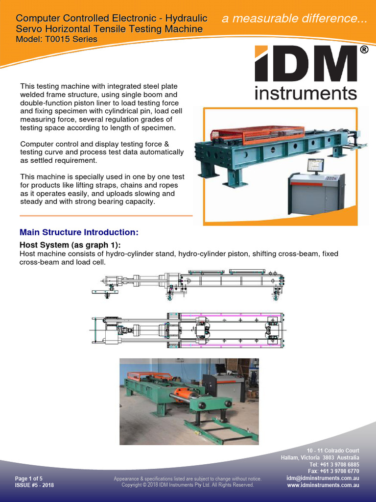 T0015 Computer Controlled Horizontal Tensile Testing Machine | PDF