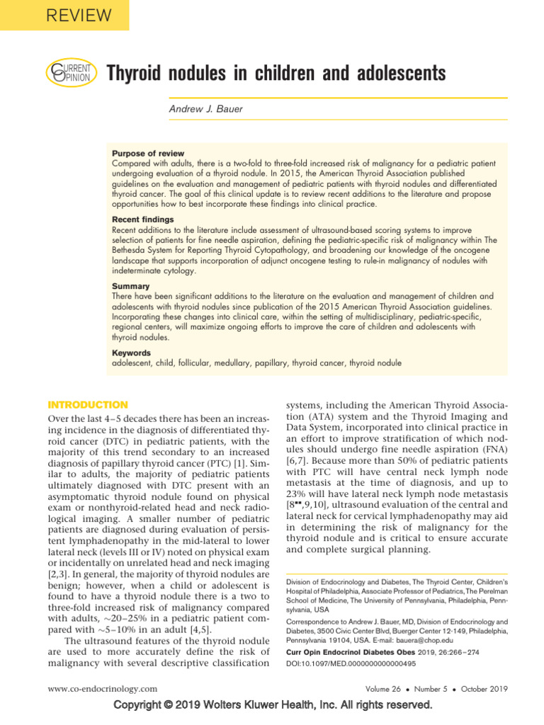 Thyroid Nodules in Children and Adolescents 2019 | PDF