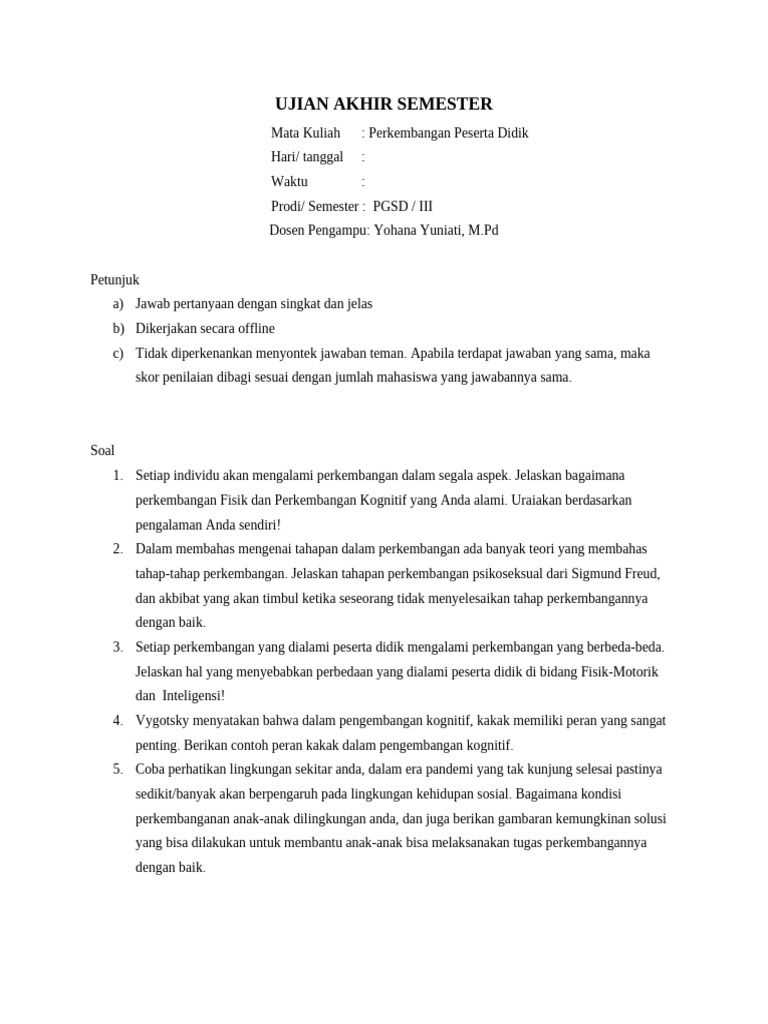 Ujian Akhir Semester PPD | PDF