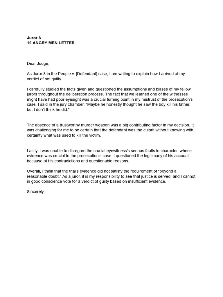 12 Angry Men Letter | PDF