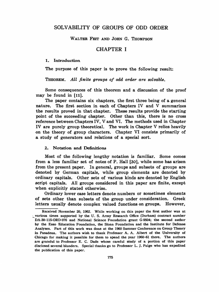Solvability of Finite Odd Order Groups | PDF