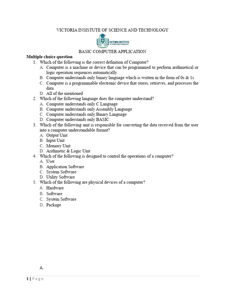 Test One Victoria | PDF