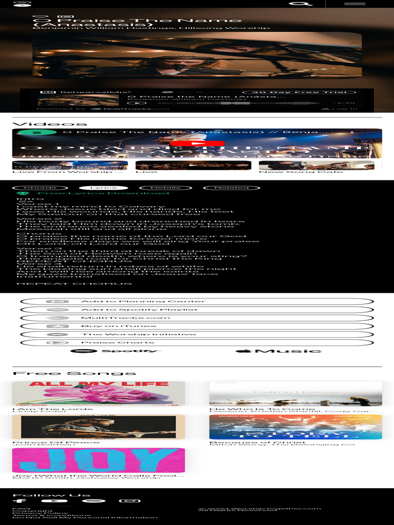 O Praise the Name (Anastasis) Hillsong Worship Lyrics and Chords