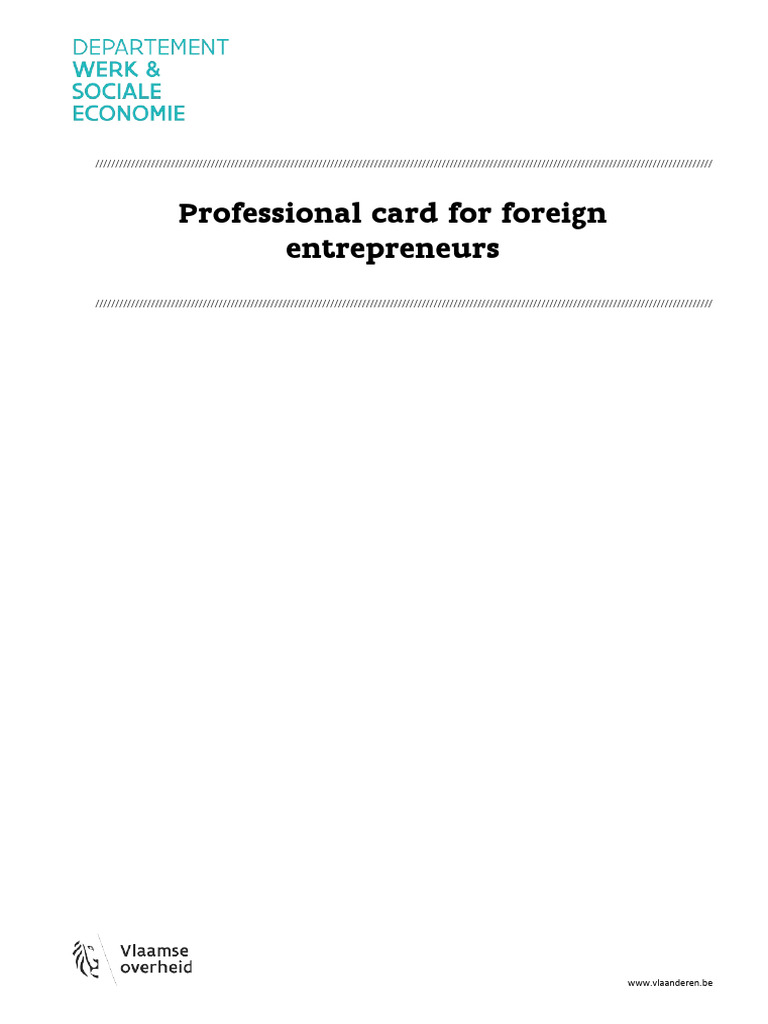 Professional Card For Foreign Entrepreneurs 2020 | PDF
