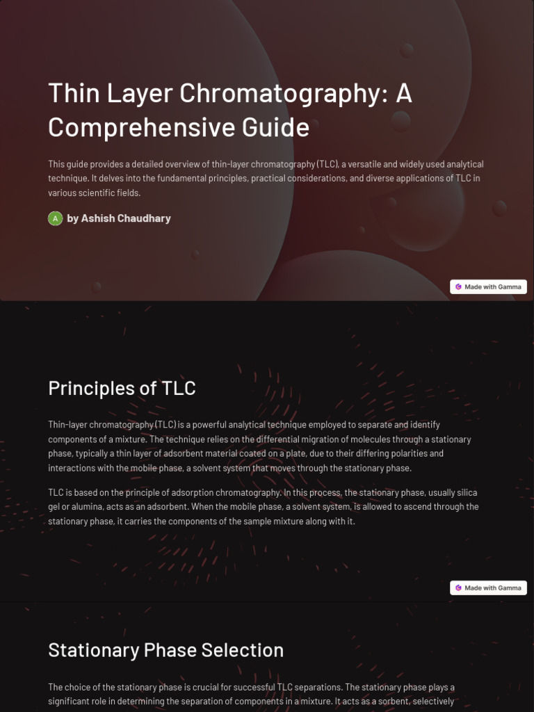 Thin Layer Chromatography Overview | PDF | Science & Mathematics