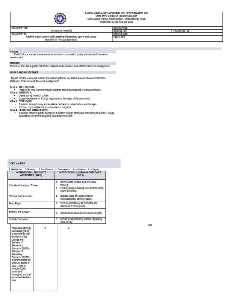 Applied Motor Control And Learning Exercise Sports And Dance 1 Pdf