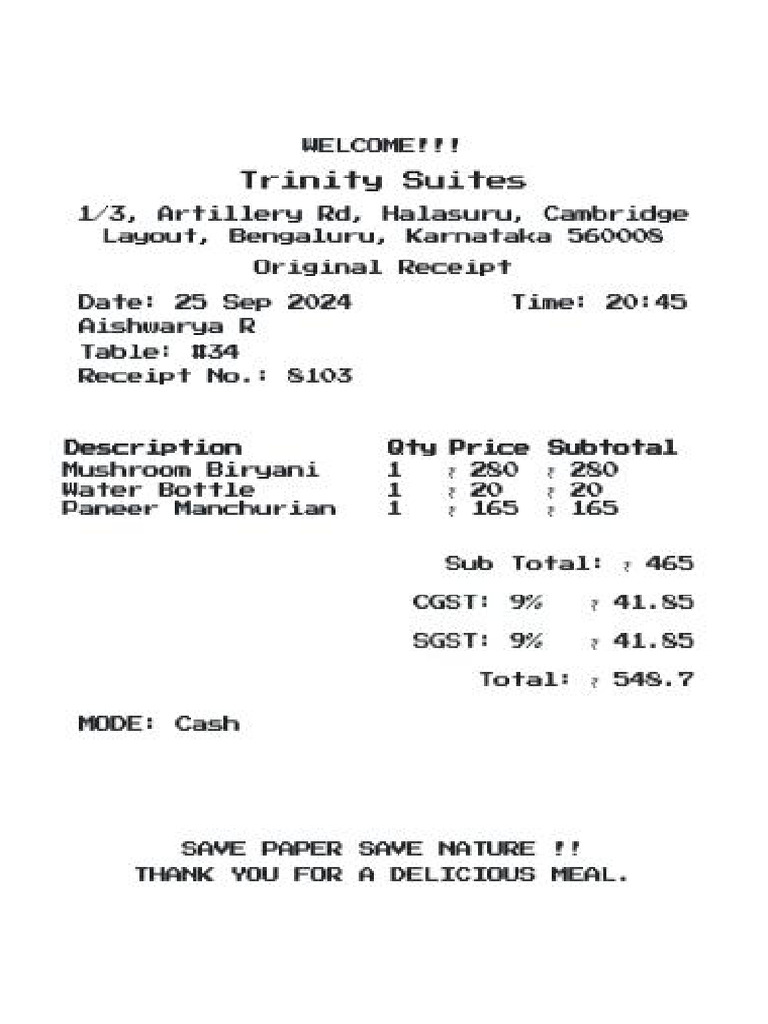 Food Bill 5 | PDF