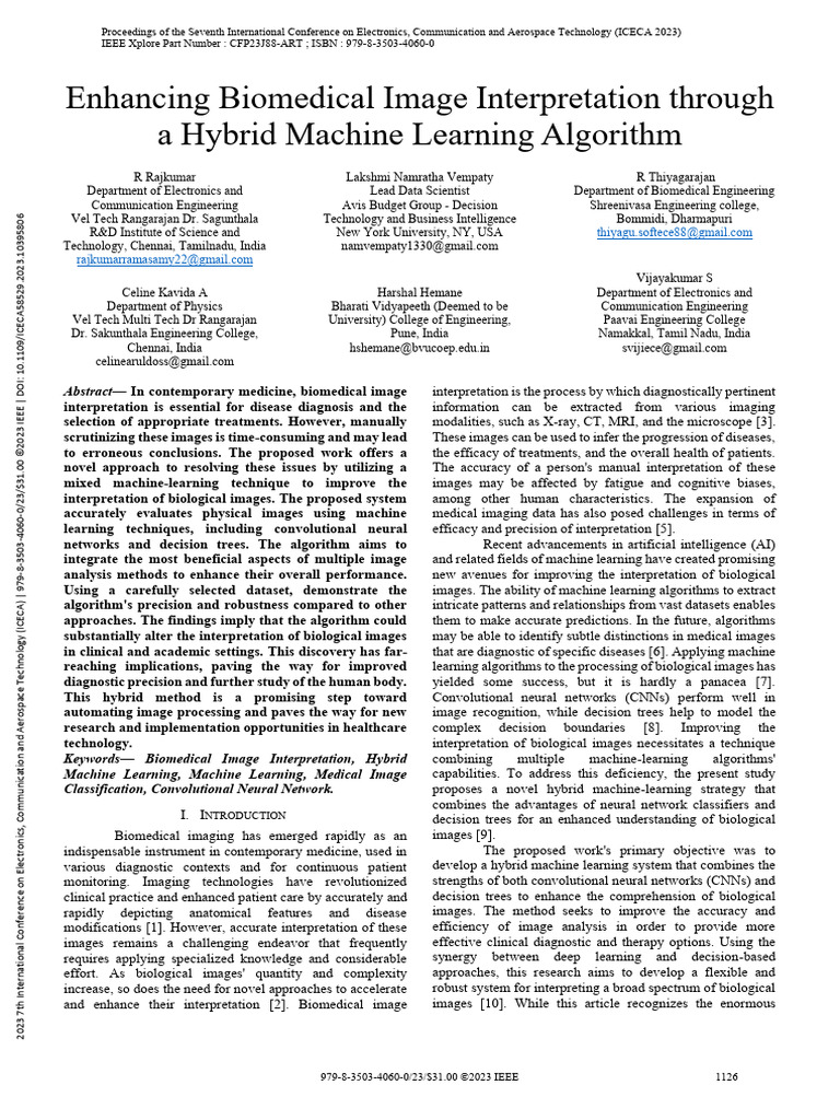 Enhancing Biomedical Image Interpretation Through A Hybrid Machine ...