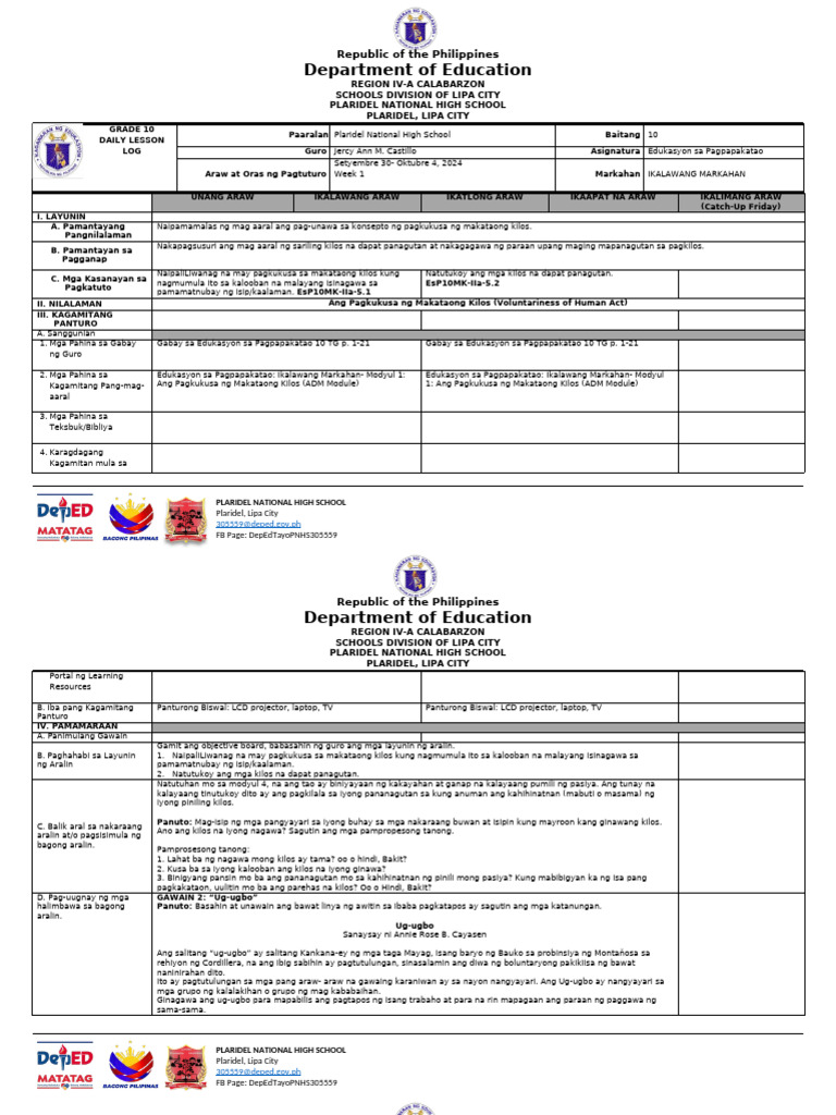 ESP 10 Week 1 DLL | PDF